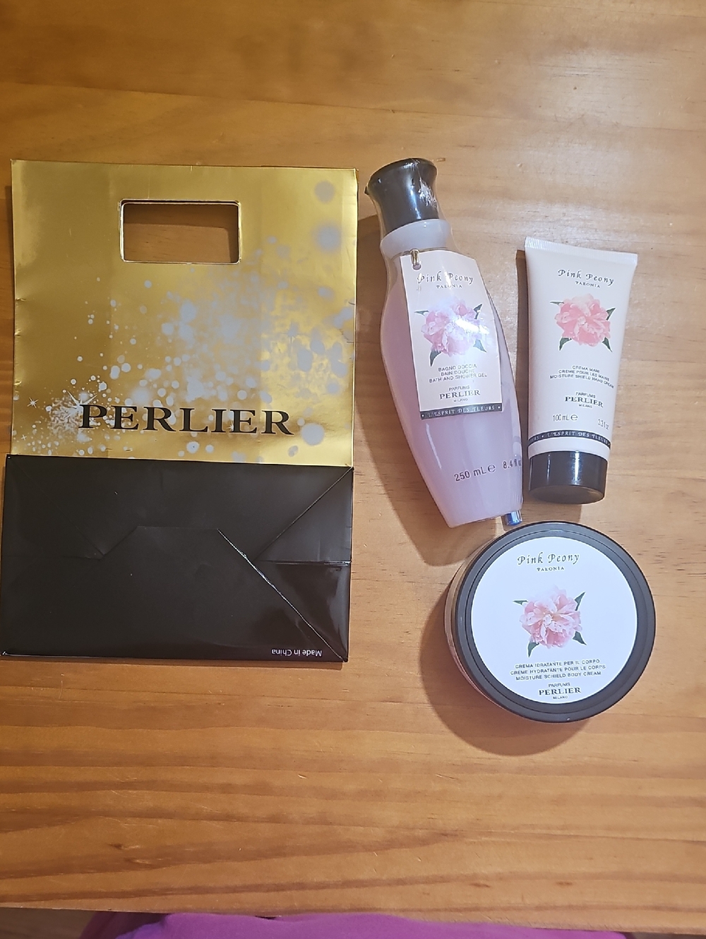 Perlier Pink Peony 3 Piece Shower and Moisturizing Body Set